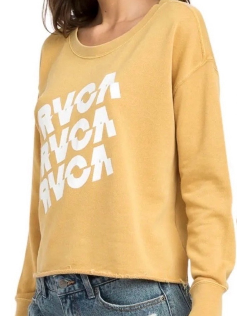 RVCA Mustard Yellow Cropped Sweatshirt Size M